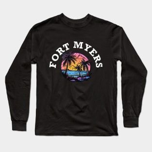 Fort Myers Florida (with White Lettering) Long Sleeve T-Shirt